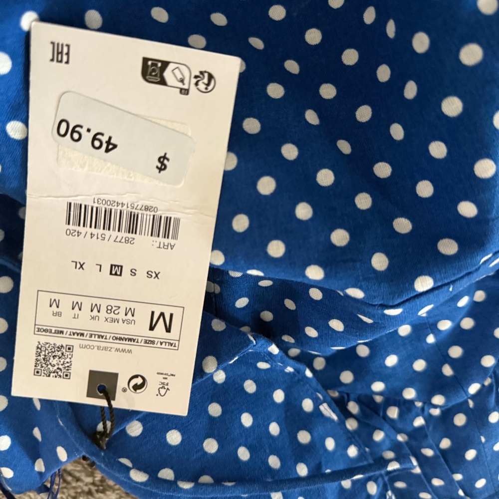 NWT Zara dotted linen blend corset dress M - Picture 3 of 5